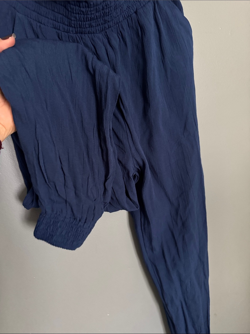 Prana Navy Strapless Smocked Jumpsuit - Picture 8 of 10